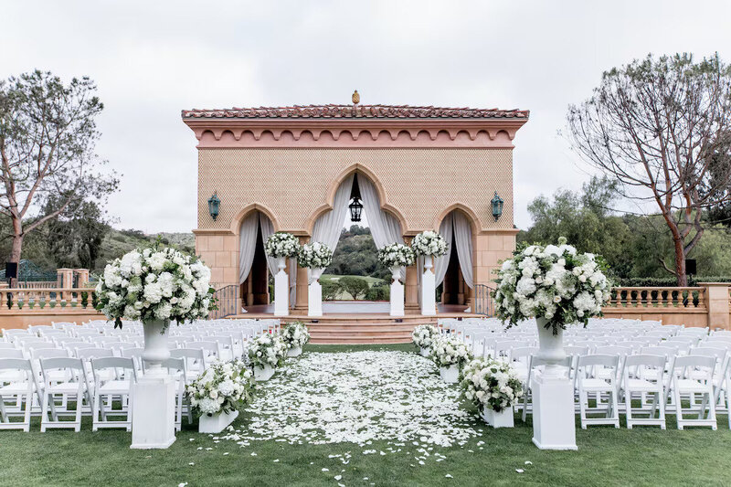 A collage of the three wedding ceremony sites at Green Gables Wedding Estate in San Marcos: The Gazebo, the Historic Schoolhouse Steps, and the Natural Forest.