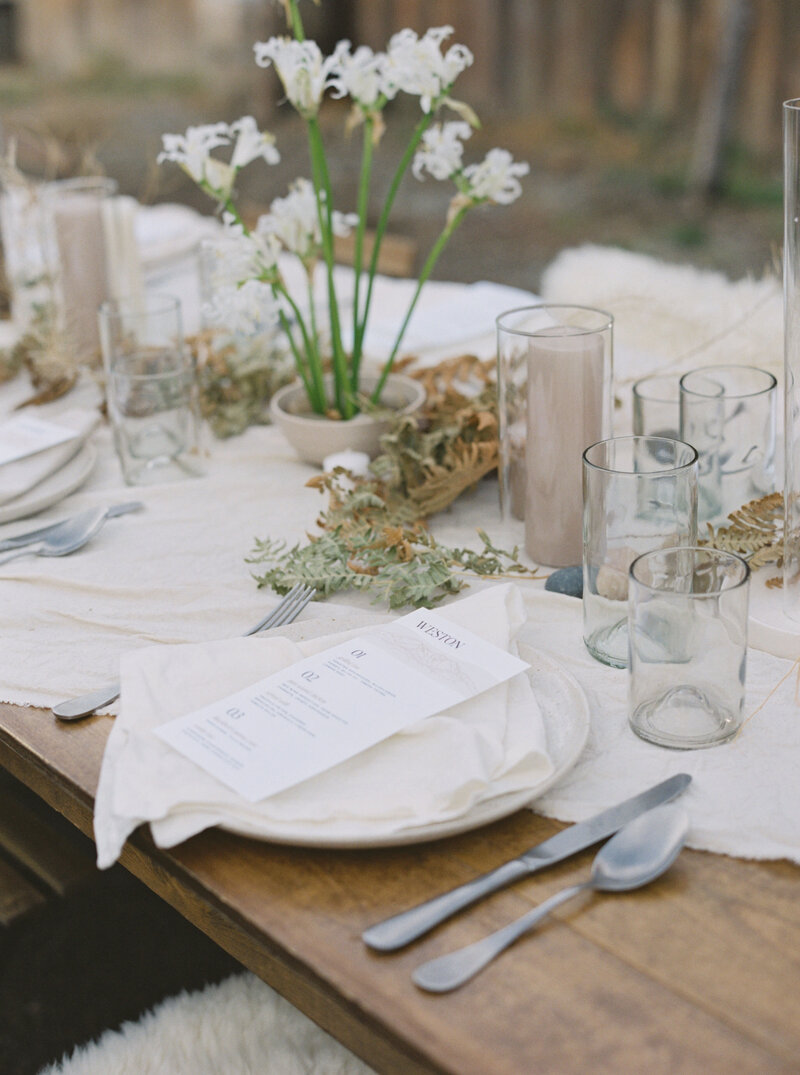 luxury table setting at outdoor wedding