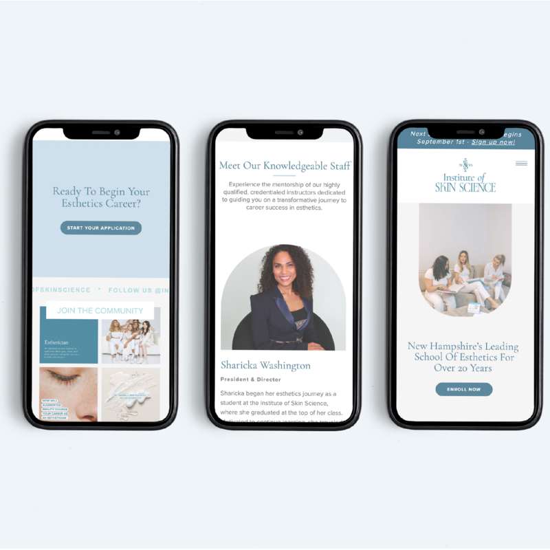Esthetics school business  mobile website layout