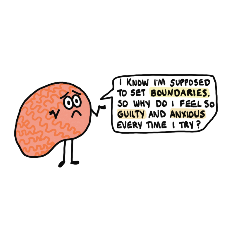 Brain saying I know I'm supposed to set boundaries.  So why do I feel so guilty and anxious every time I try?