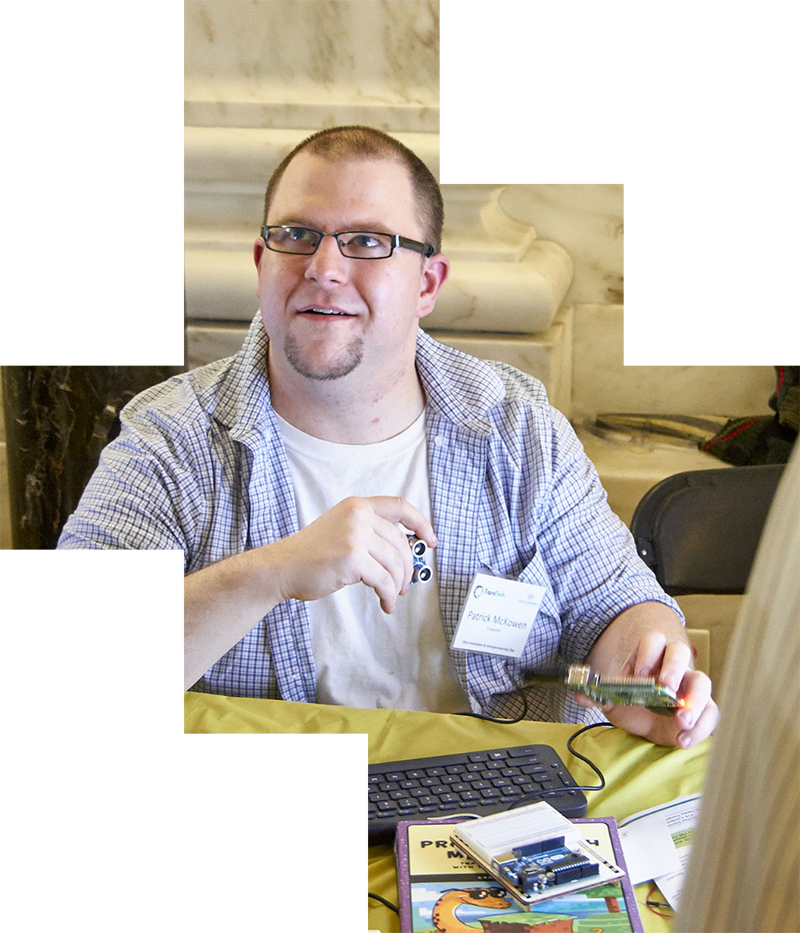An entrepreneur shows his technology at a TechConnect WV event.