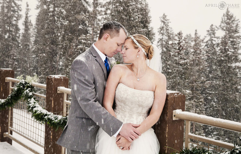 Sweet Romantic Portrait of Bride and Groom at ABasin