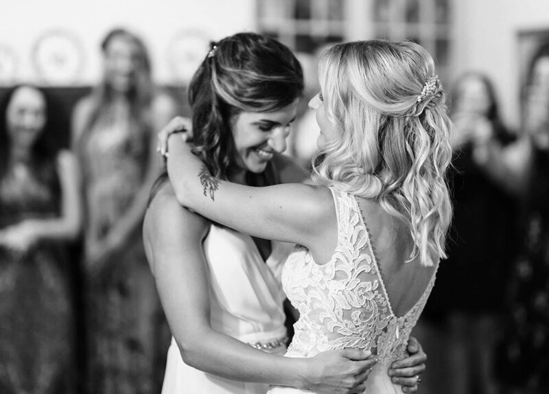 Two  brides during their first dance at Duportail House
