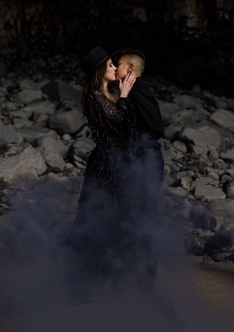A dark, moody styled shoot that captures the bold, edgy spirit of Pacific Northwest elopements.