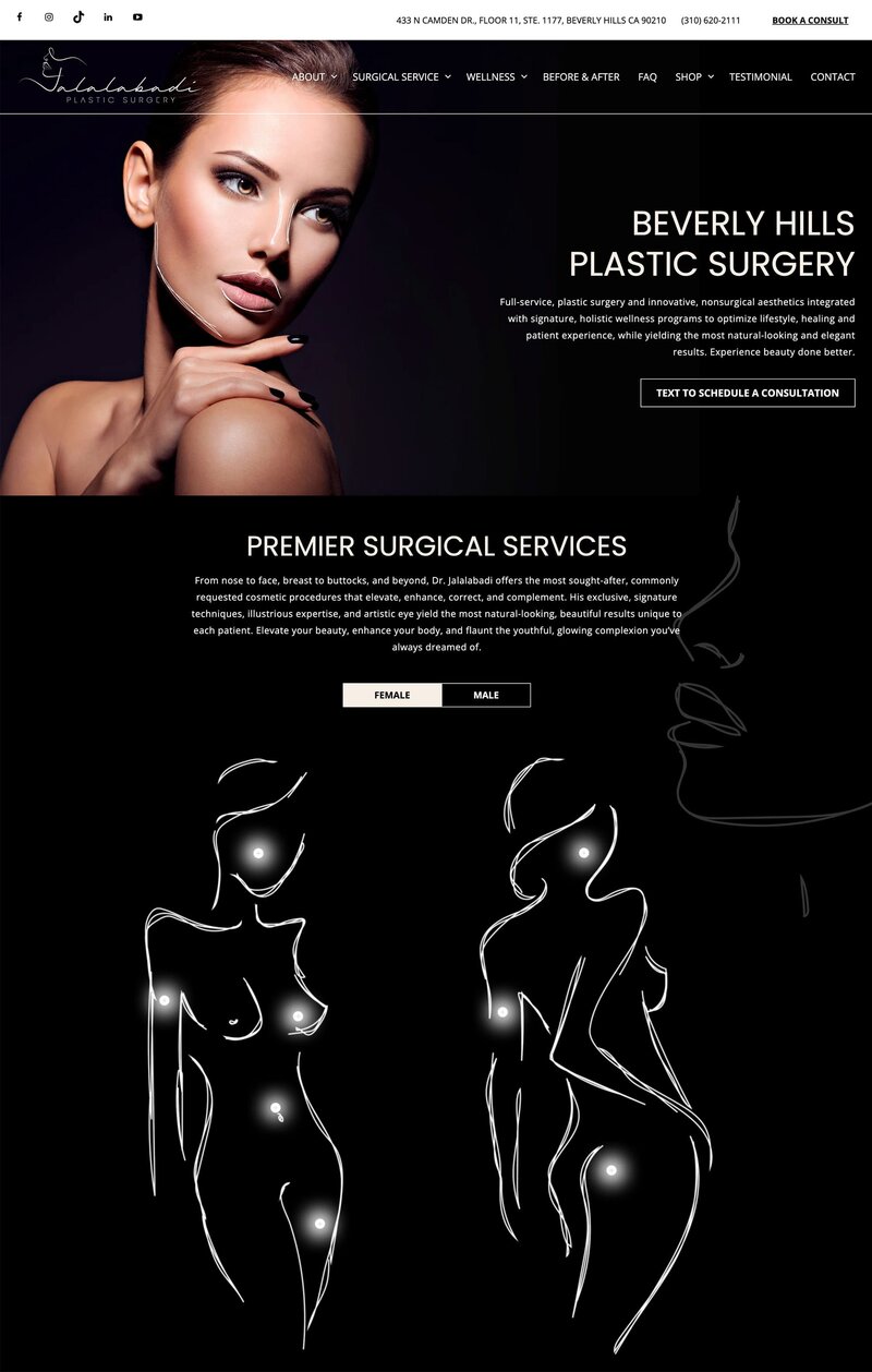 Plastic Surgeon website on a laptop