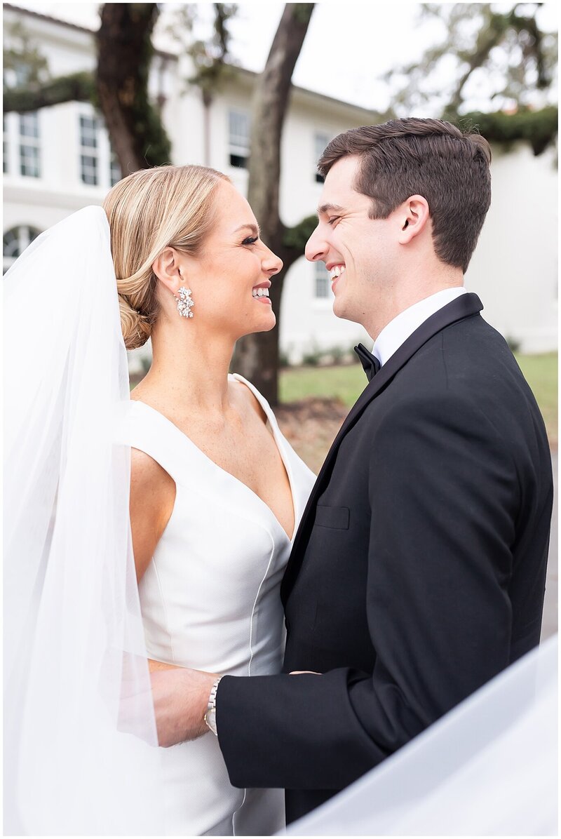 Bride and Groom portrait at Centennial Plaza