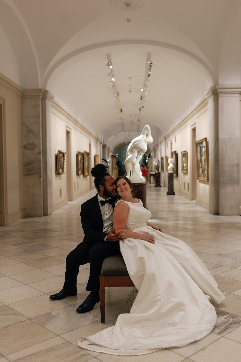 Editorial style bridal portraits at the National Gallery of Art in Washington DC
