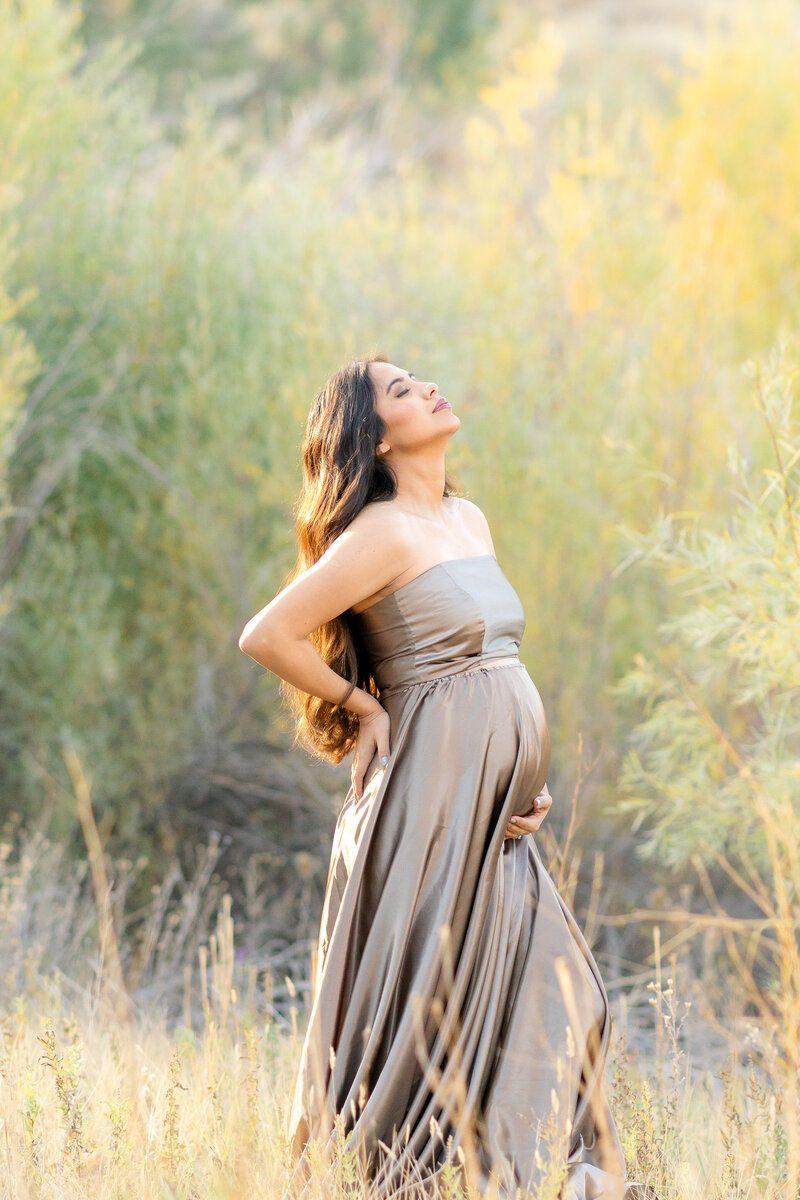 Outdoor maternity session at Butterfield Canyon during Fall season in Utah