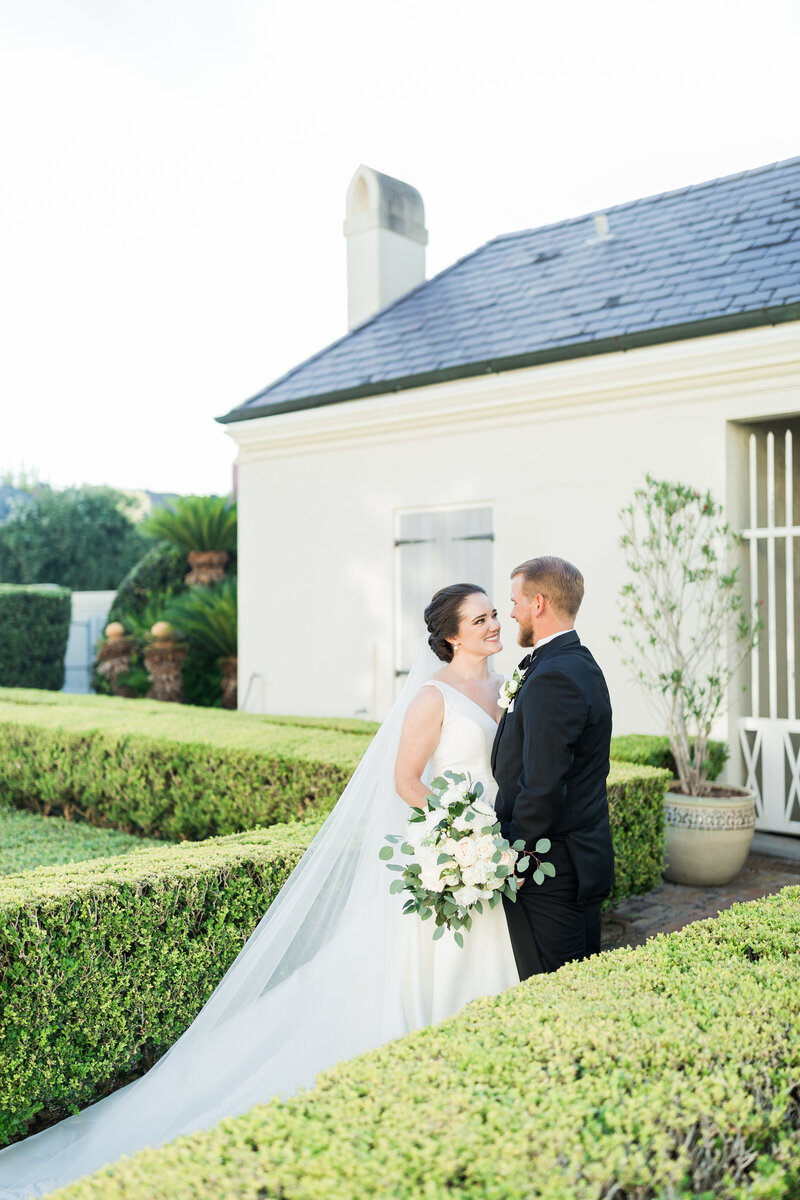 Bride & Groom in Garden of Ursuline Convent