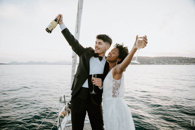 Elopement in the Mediterranean Sea, South of France on a sail boat