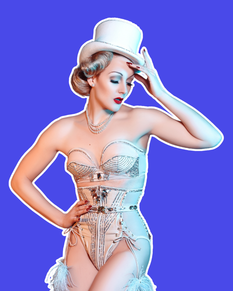 Ulrike Storch Circus Artist  in front of blue background