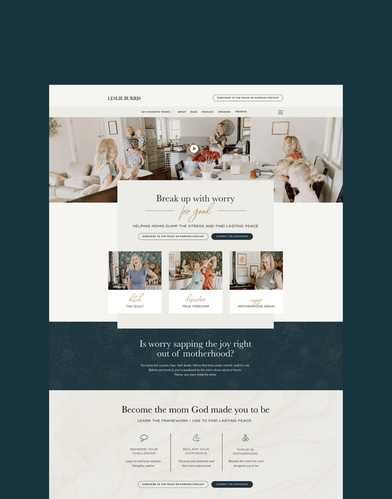 A screen shot of Leslie Burris Website