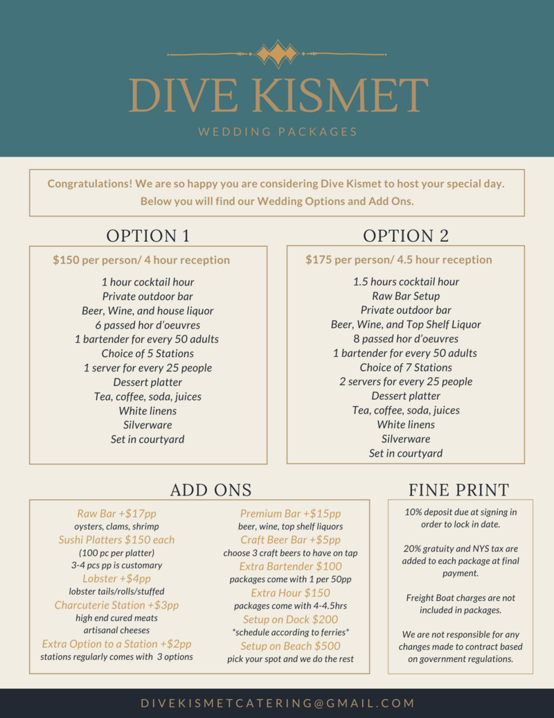 Catering Dive Kismet, Fire Island