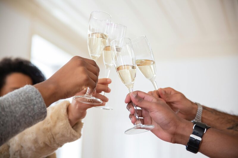 Cheers with champagne flutes