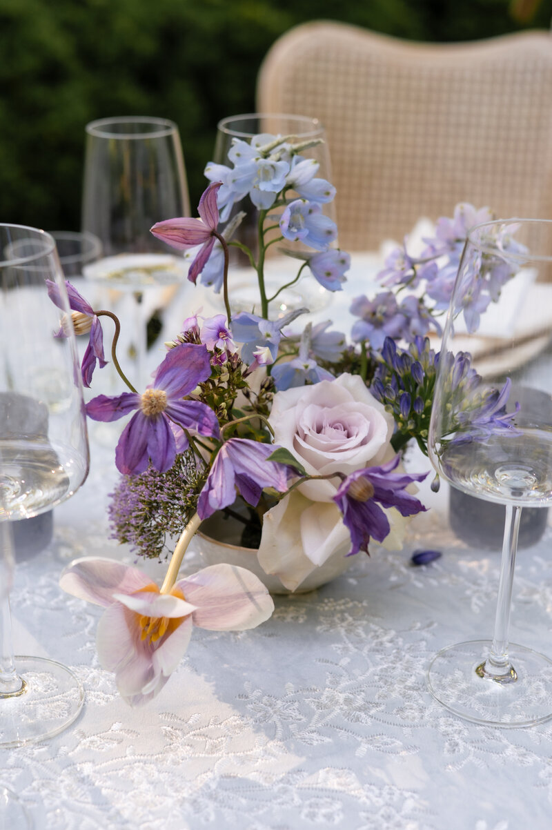 A full table set with flowers at the Swan House in Atlanta, GA