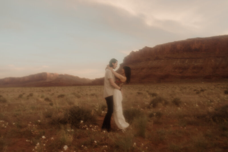 Couple Hugging in Moab Utah
