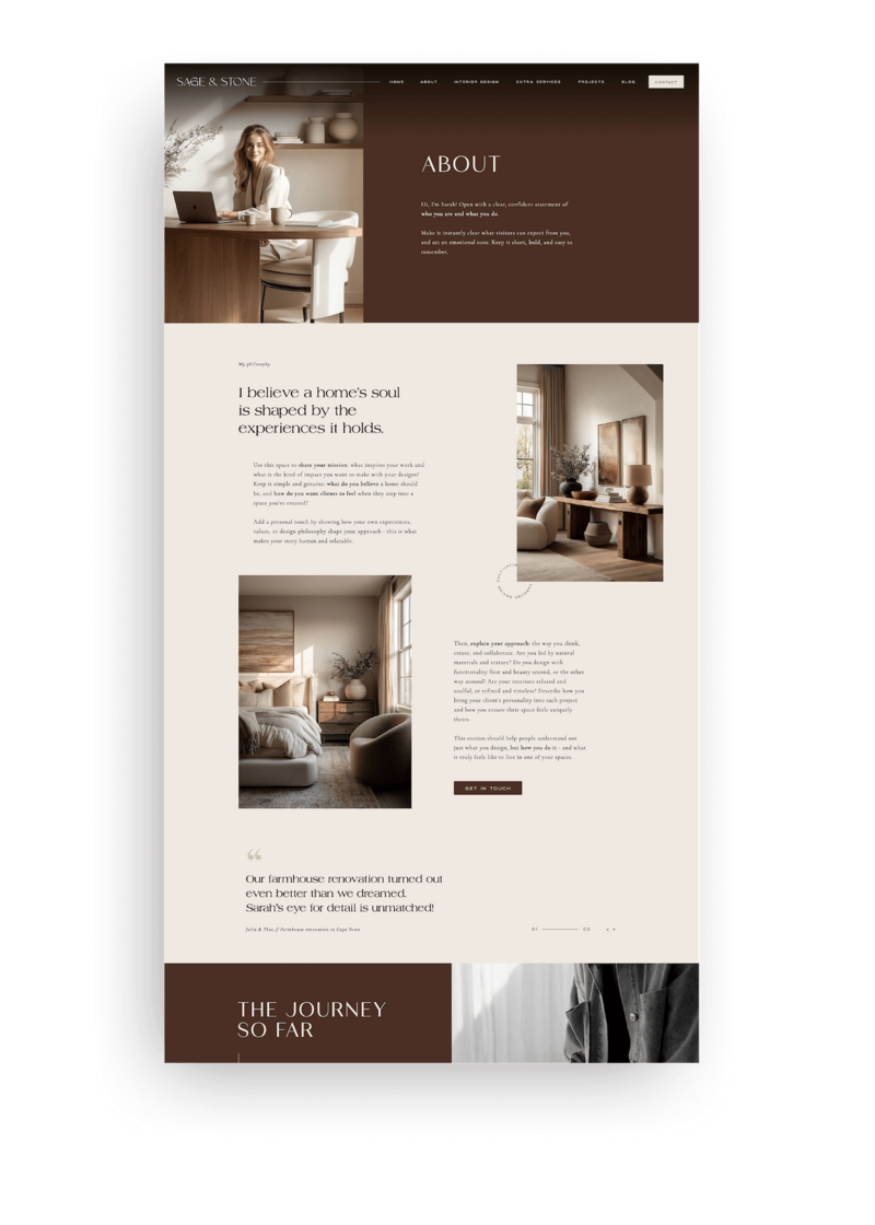 Luxury Showit template for interior designers