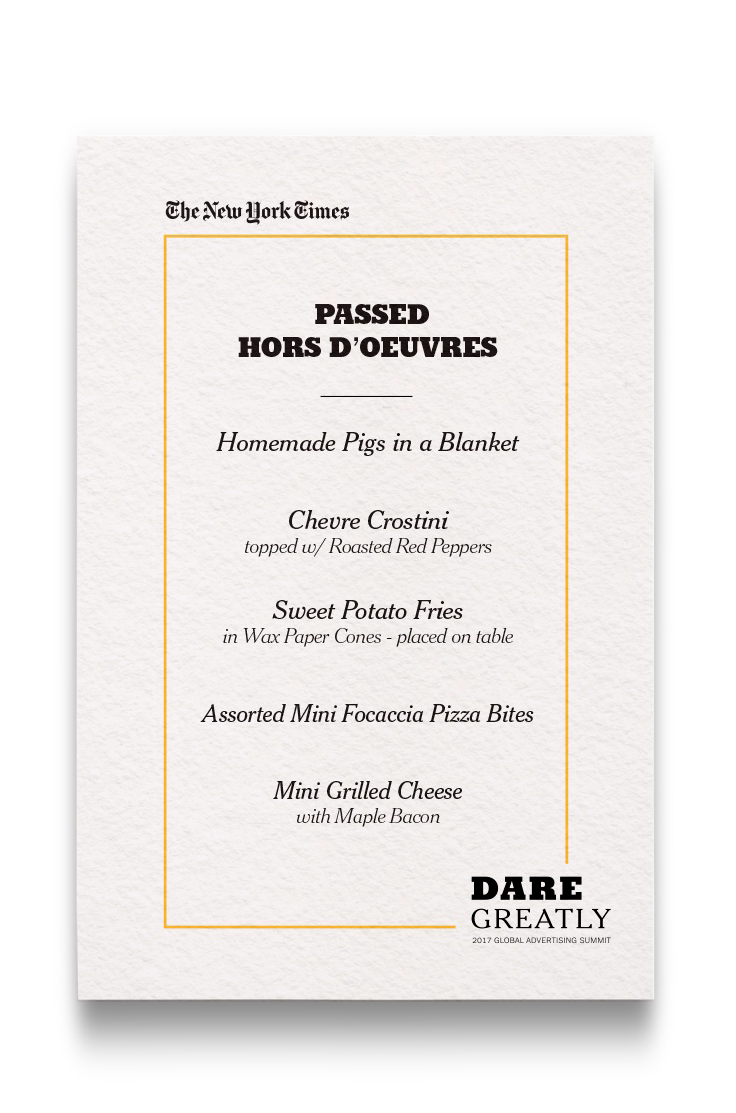 Menu design for The New York Times