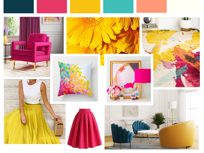 Collage of bright colorful images for a female entrepreneur