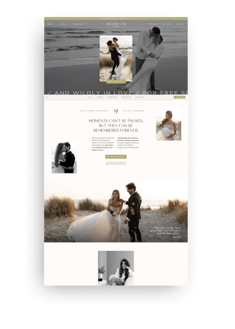 Showit template Memory Lane Home Macbook Air extended screenshot EN