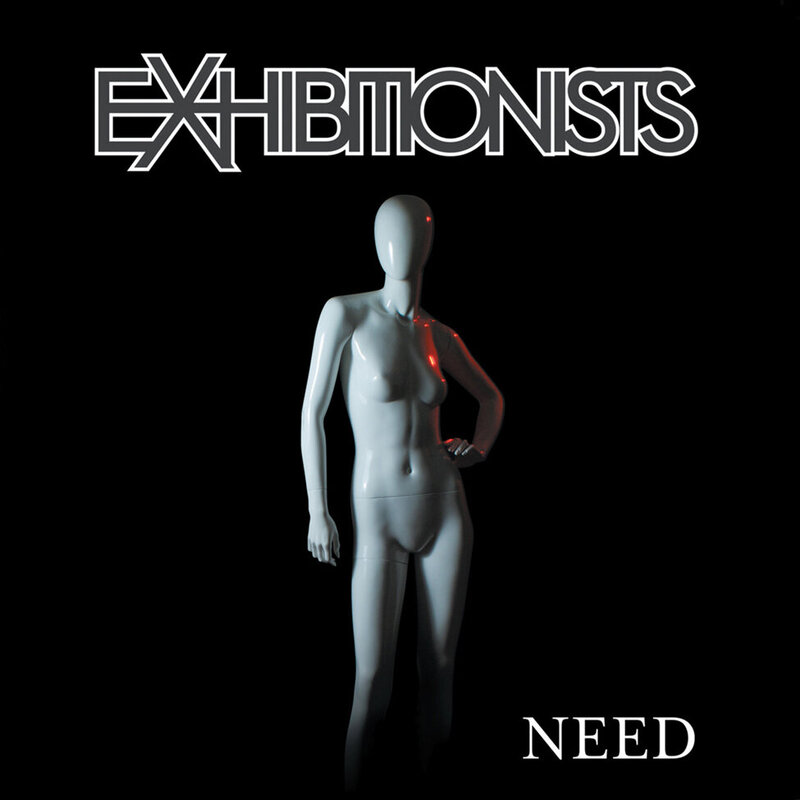 Original Album Cover Art Band Exhibitionists Title Need mannequin against black background red rim light