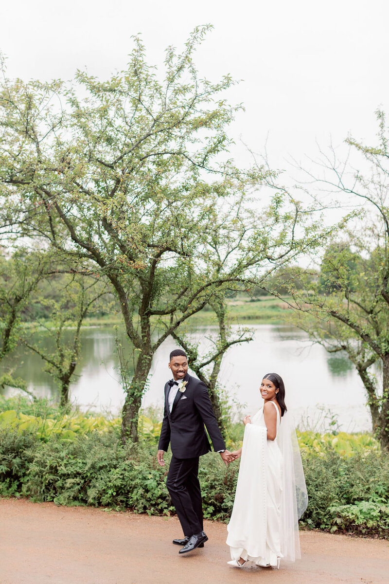 Luxury Garden Wedding Portrait of Bride and Groom