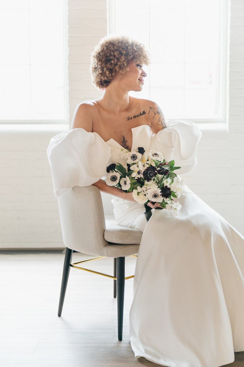 bride sitting on chair