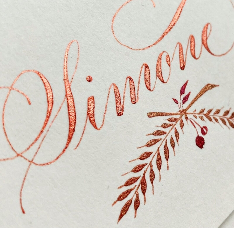 place card with custom calligraphy