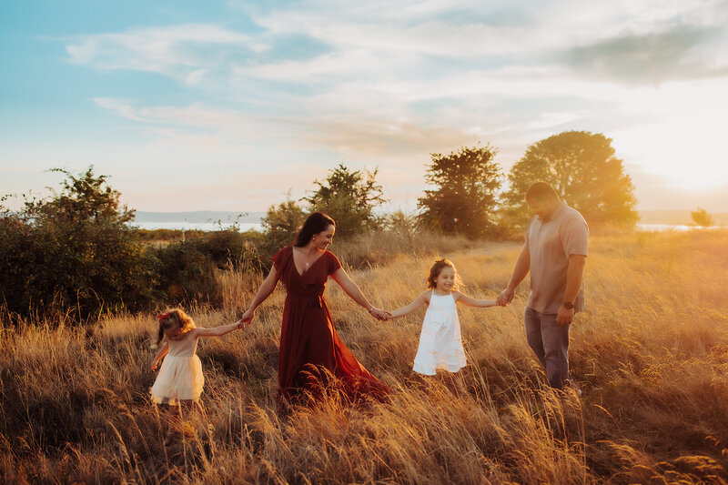 family session in a golden field