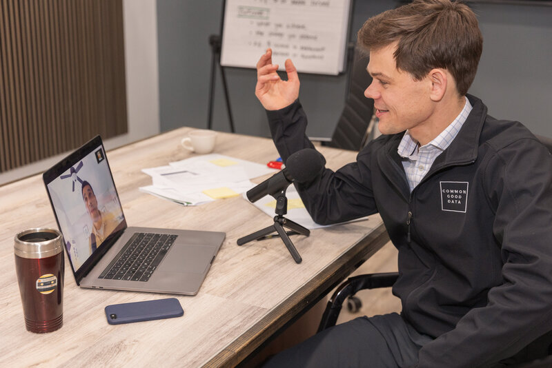 consultant having a zoom meeting in a conference room Atlanta Brand Photographer