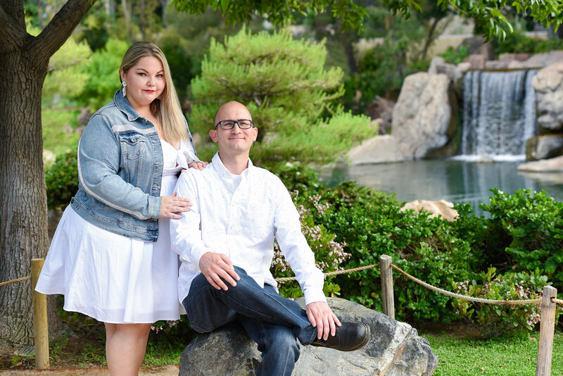 Japanese Friendship Garden offers couples a stunning green backdrop for their Phoenix engagement session. DePoy Studios offers couples discounts for Japanese Friendship Garden weddings.