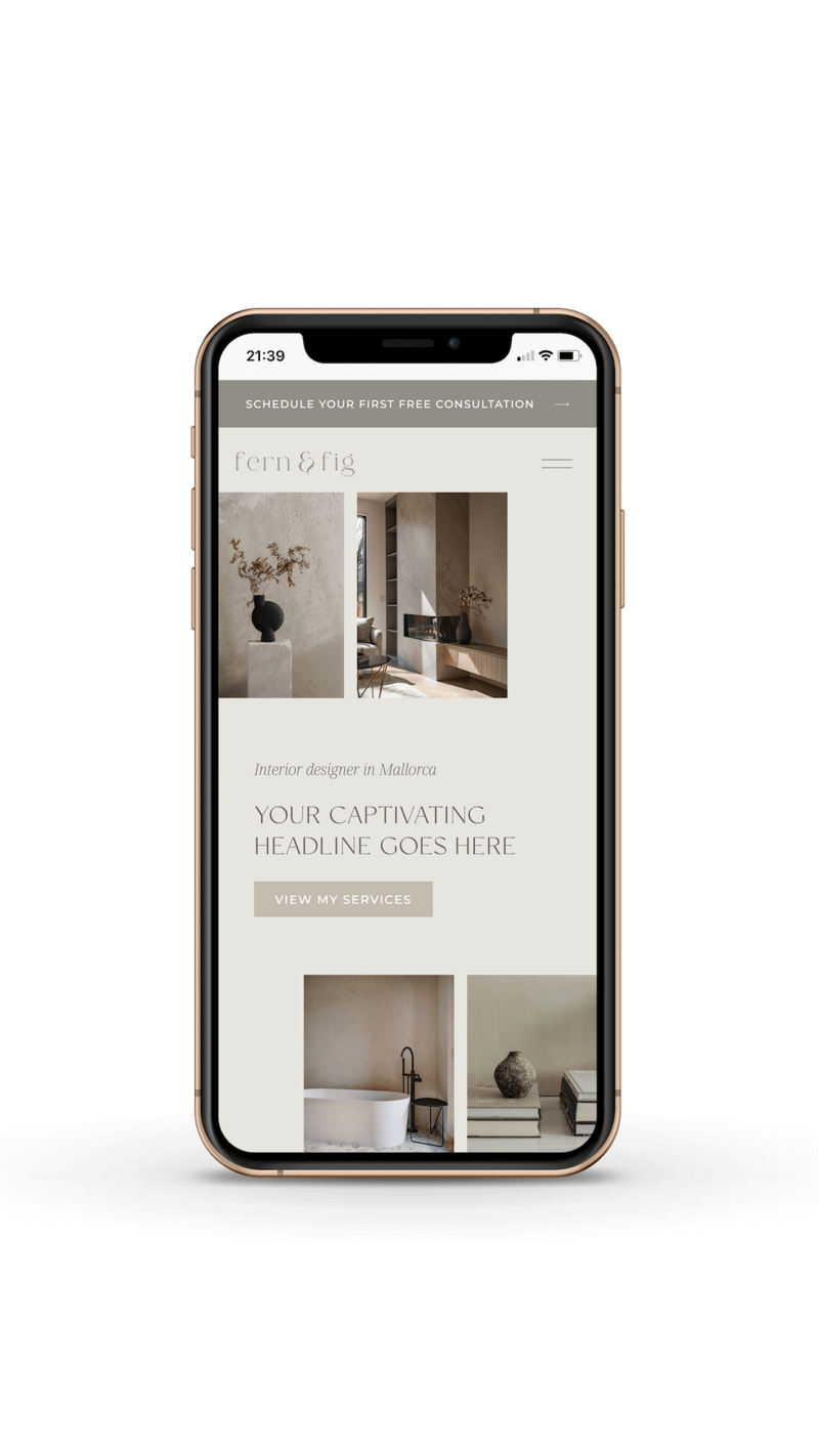 Earthy interior designer Showit template