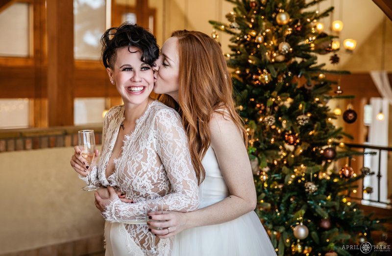 Lesbian Brides at a Christmas Wedding at Della Terra