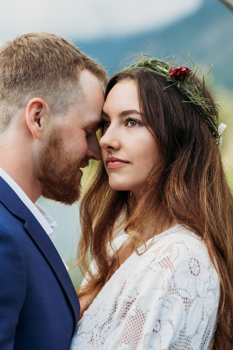 couple takes a moment during elopement