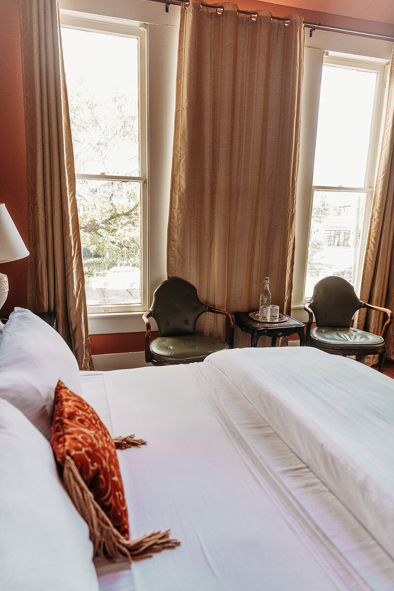 The Inn's signature crisp white bedding