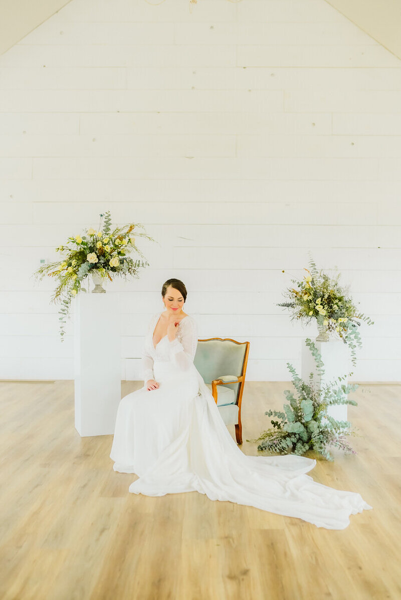 bride sitting on a beautiful chair