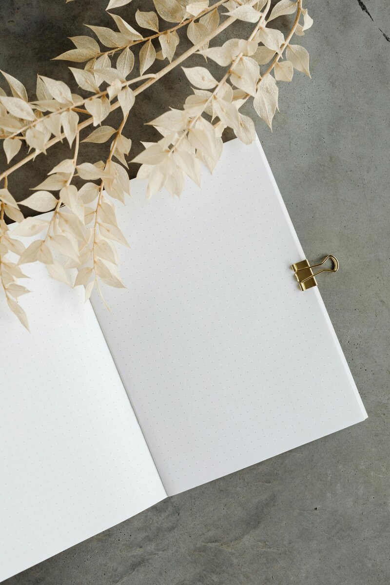 photo of an open notebook