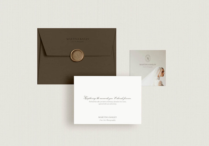 Elegant Canva brand kit for wedding photographers featuring custom wax seal, bridal brand card, and minimalist fine art design—perfect for photographers rebranding with luxury identity and timeless style.