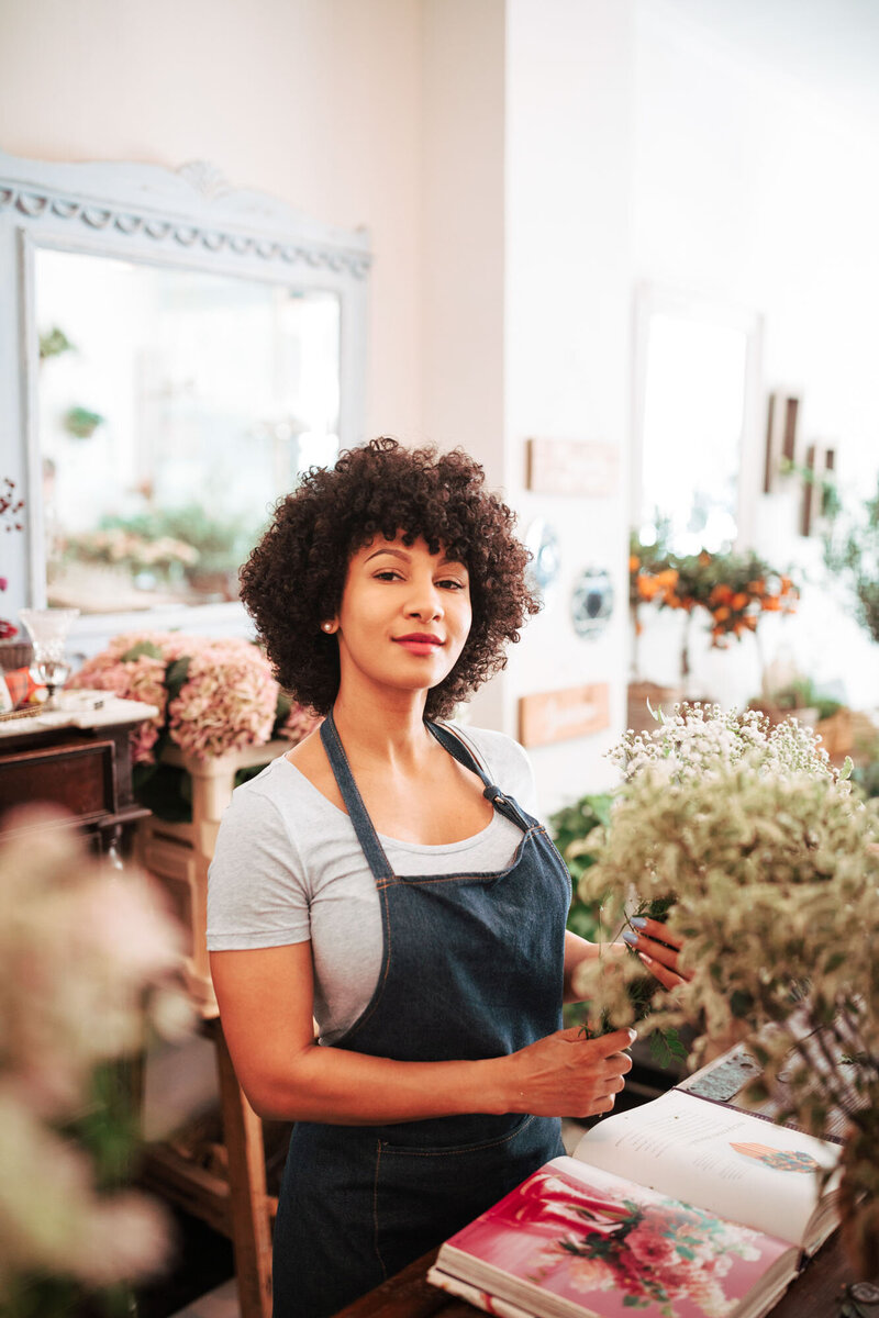 Entrepreneur woman with her flower business