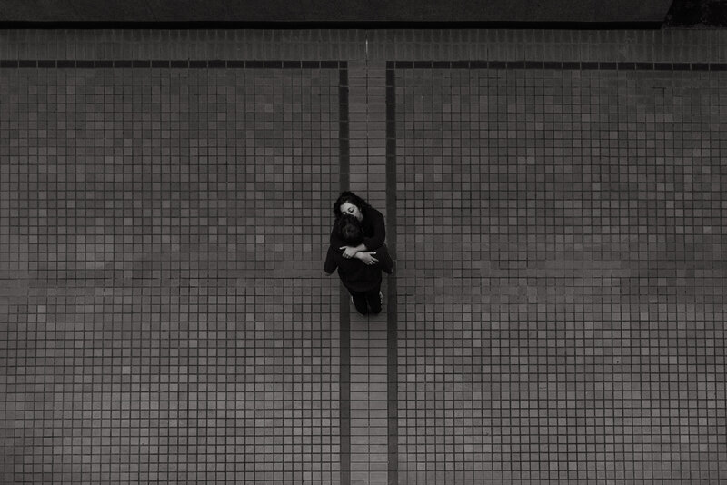 overhead shot of couple dancing
