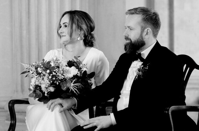 Bride and groom during their wedding ceremony at Dublin City Hall