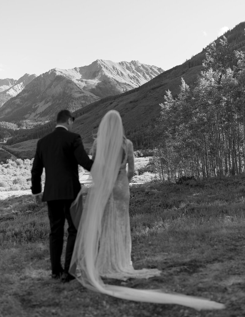 Bride and groom at their wedding weekend in aspen at pine creek cookhouse