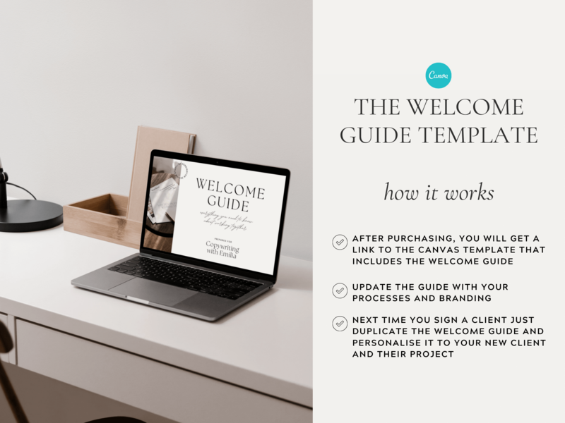 Welcome Guide Template for Designers -  Product Images - How it works by The Streamlined Creative by Stephanie Taale - Business Coach, Client Experience and Systems Strategist for brand and website designers