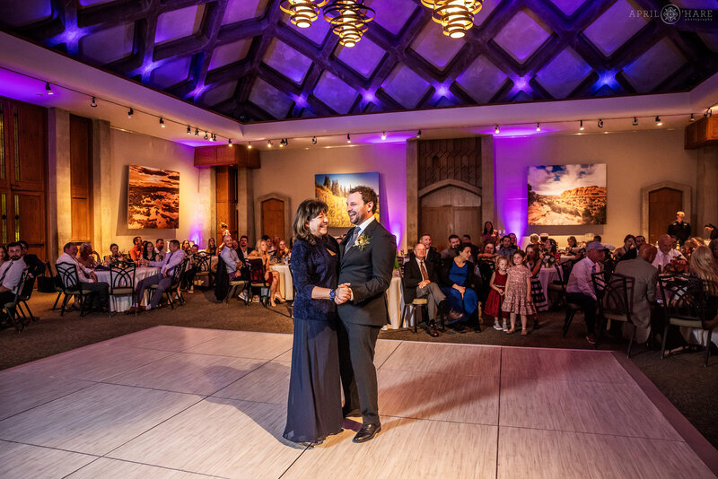 Wedding reception party at Mitchell Hall at Denver Botanic Gardens
