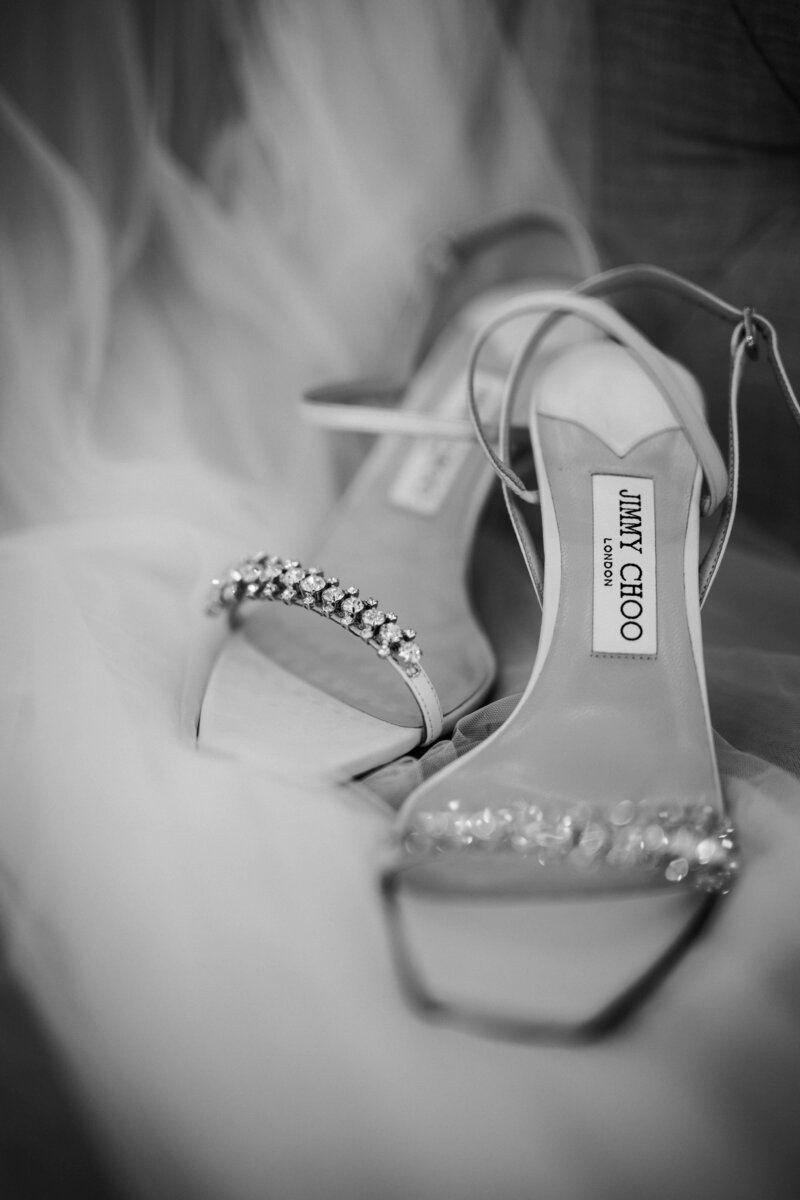 Jimmie Choo bridal heels with diamonds
