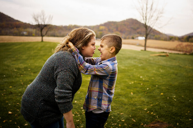 MOM HELPING AUTISTIC SON - DOCUMENTARY FAMILY PHOTOGRAPHY - TREMPEALEAU, WISCONSIN