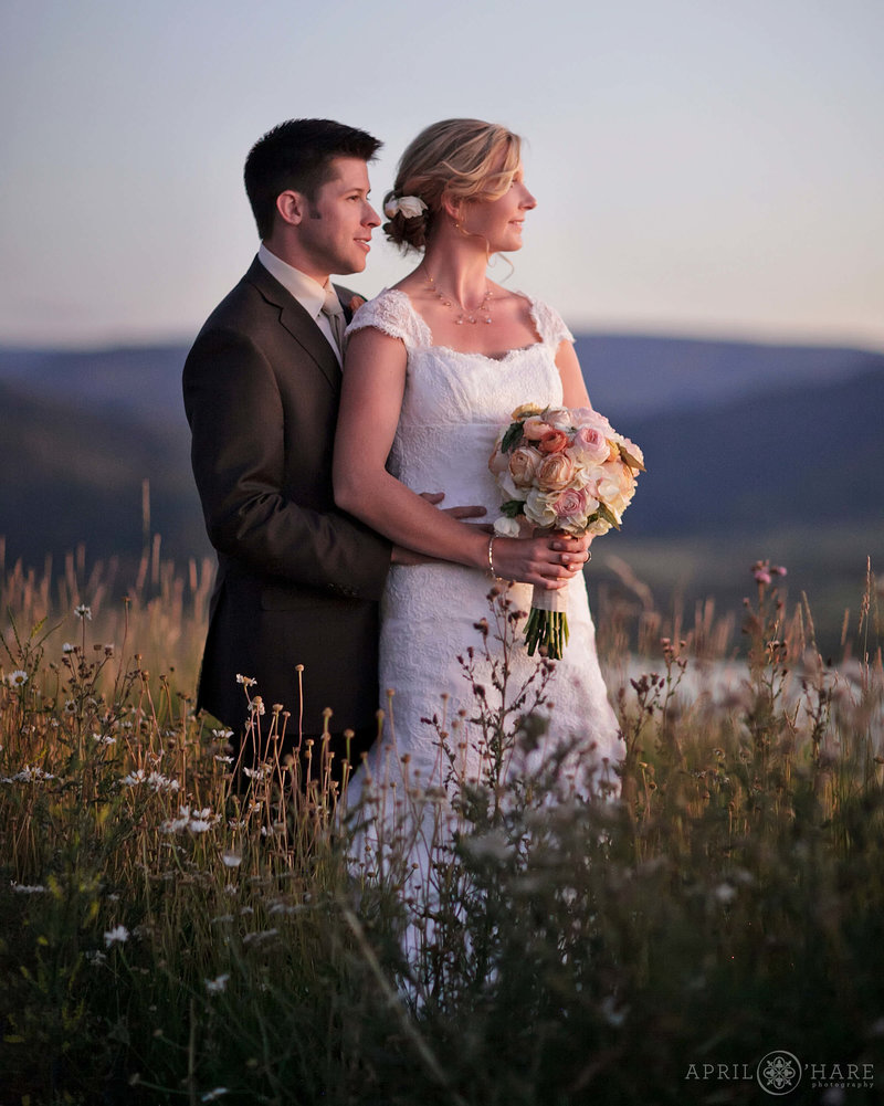 Gorgeous portrait at sunset at Bella Vista Estate in Steamboat Springs
