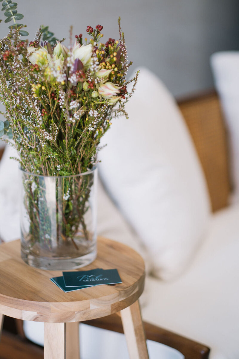 Flowers and business cards