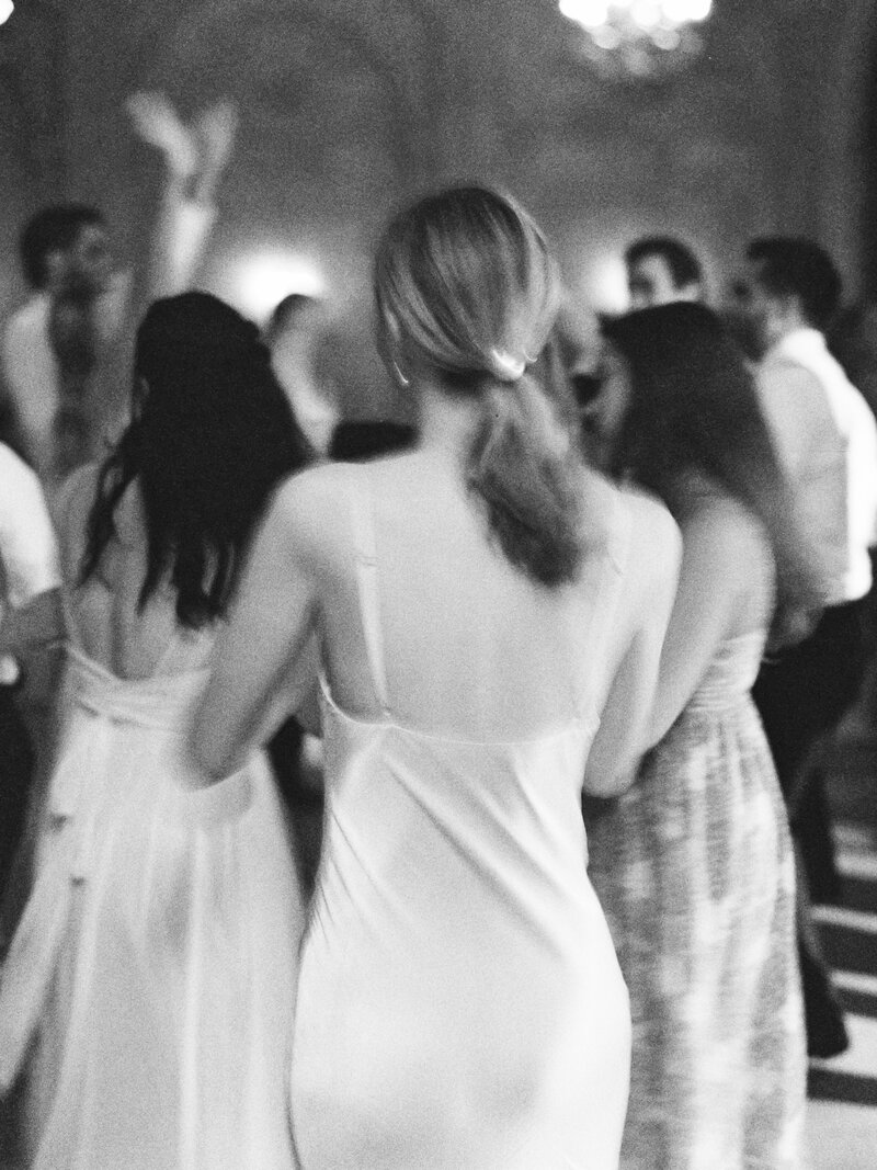 Cleveland wedding reception on black and white film