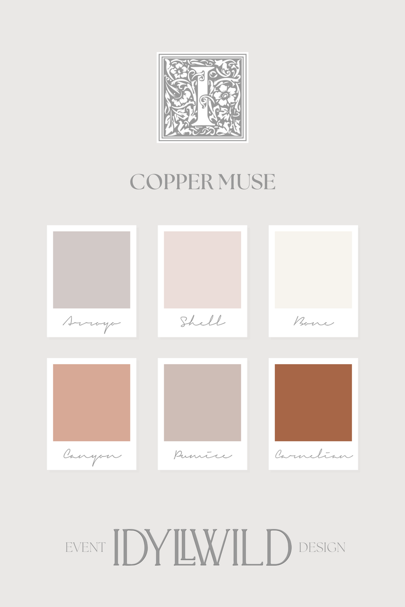 Ivory Peach Pink and Copper Neutral Wedding Color Palette by Idyllwild Event Design